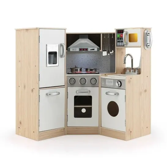 BOXED COSTWAY KIDS CORNER WOODEN KITCHEN PLAYSET WITH COOKWARE ACCESSORIES