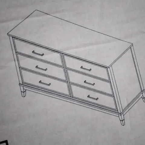 BOXED 6 DRAWER 144CM WIDE DOUBLE DRESSER GRAPHITE (2 BOXES)