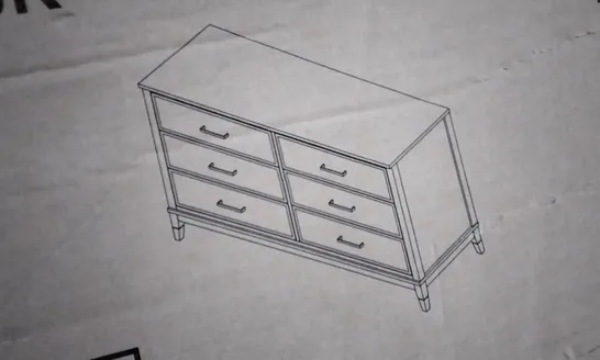 BOXED 6 DRAWER 144CM WIDE DOUBLE DRESSER GRAPHITE (2 BOXES)