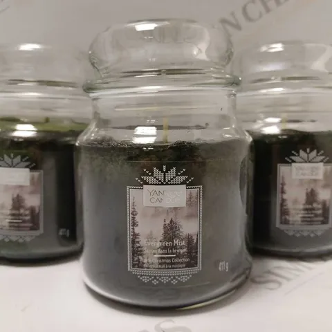 LOT OF 3 X 411G YANKEE CANDLE CLASSIC - EVERGREEN MIST