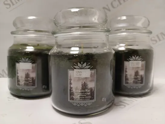 LOT OF 3 X 411G YANKEE CANDLE CLASSIC - EVERGREEN MIST