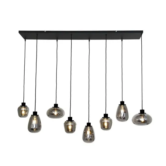 BOXED JAY 8-LIGHT BLACK KITCHEN ISLAND PENDANT 