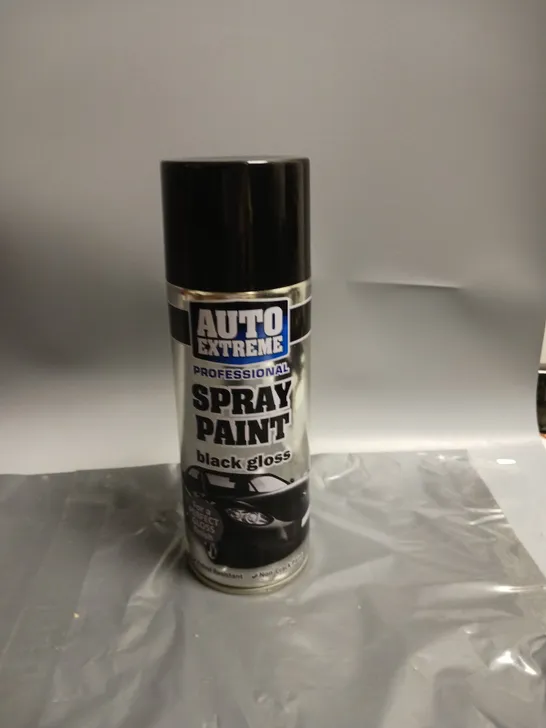 LOT OF 12 AUTO EXTREME PROFESSIONAL SPRAY PAINT BLACK GLOSS 400ML PER CAN