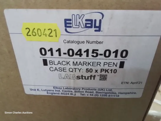 SIX BOXES EACH CONTAINING 50 PACKS OF 10 ELKAY BLACK MARKER PENS