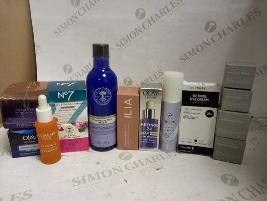 LOT OF 14 ASSORTED SKIN CARE ITEMS, TO INCLUDE LUMIN, NO7, LUMENE, ETC