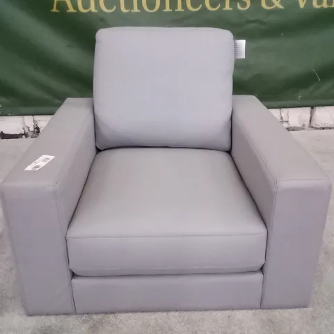 QUALITY DESIGNER ARMCHAIR - GREY LEATHER 