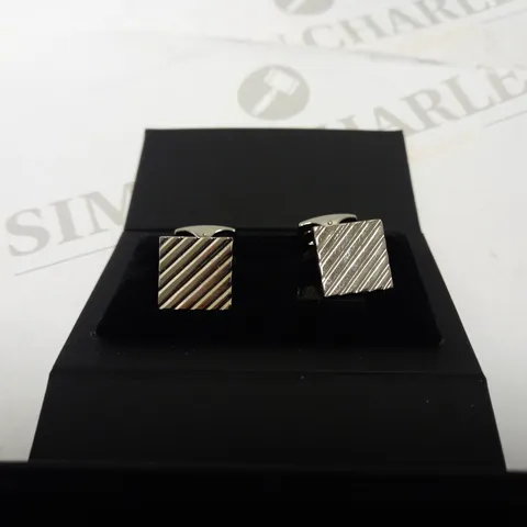 DEAKIN & FRANCIS STERLING SILVER SQUARE ENGINE TURNED CUFFLINKS