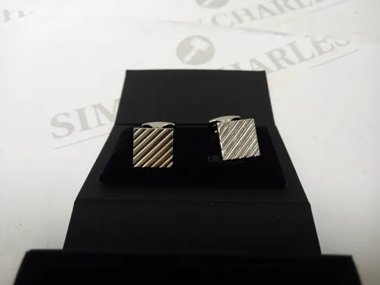 DEAKIN & FRANCIS STERLING SILVER SQUARE ENGINE TURNED CUFFLINKS