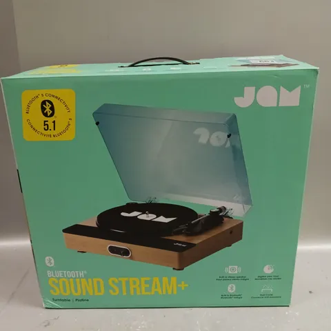 BOXED JAM SOUND STREAM+ BLUETOOTH ENABLED TURNTABLE 