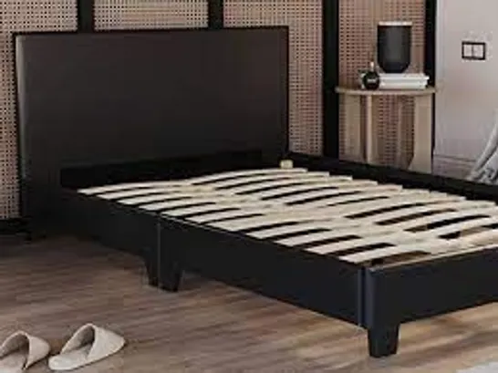 BOXED LISBON SMALL DOUBLE BED IN SHINY BLACK - 1OF1