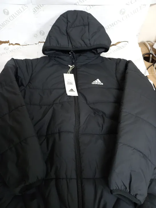 ADIDAS PADDED BLACK JACKET - UK 11-12 YEARS