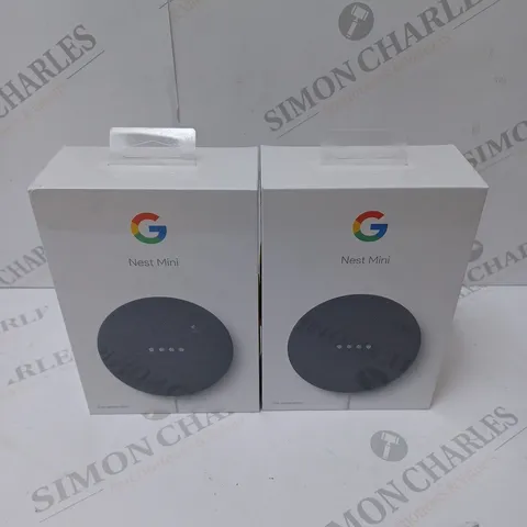 2 BRAND NEW BOXED GOOGLE NEST MINI 2ND GENERATION SMART SPEAKERS - CHARCOAL    