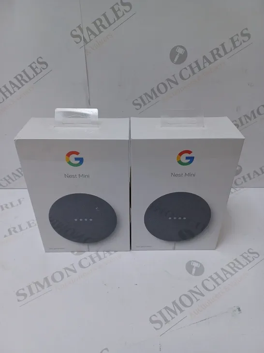 2 BRAND NEW BOXED GOOGLE NEST MINI 2ND GENERATION SMART SPEAKERS - CHARCOAL    