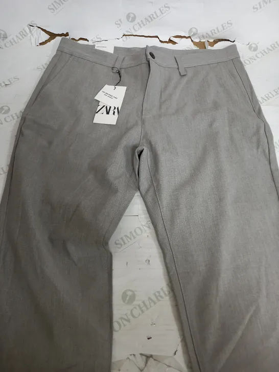 ZARA THE MELANGE PANTS IN LIGHT GREY - SIZE 46