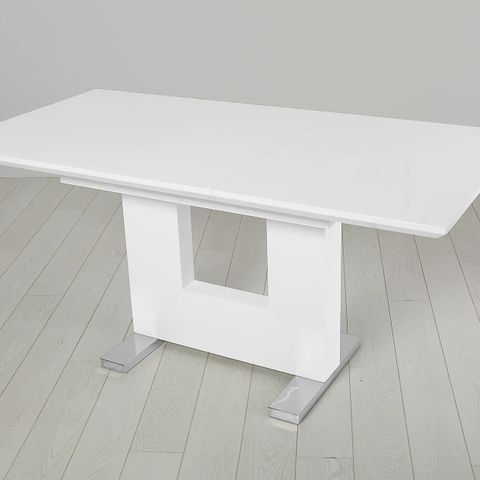 BOXED DESIGNER FLORENCE WHITE HIGH GLOSS 120-160CM EXTENDING DINING TABLE (2 OF 2 BOXES)