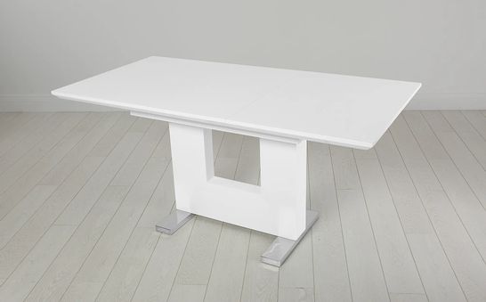 BOXED DESIGNER FLORENCE WHITE HIGH GLOSS 120-160CM EXTENDING DINING TABLE (2 OF 2 BOXES)
