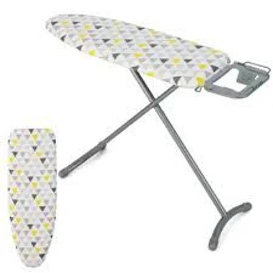 BOXED COSTWAY FOLDABLE IRONING BOARD WITH IRON REST EXTRA COTTON COVER - WHITE/PATTERNED (1 BOX)