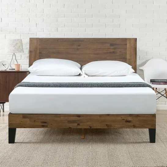 BOXED EVELYN SOLID WOOD DOUBLE BED FRAME WITH HEADBOARD 