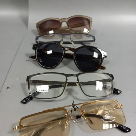 BOX OF APPROXIMATELY 10 PAIRS OF GLASSES/SUNGLASSES TO INCLUDE PLT, HALSTROM, LYLE & SCOTT ETC
