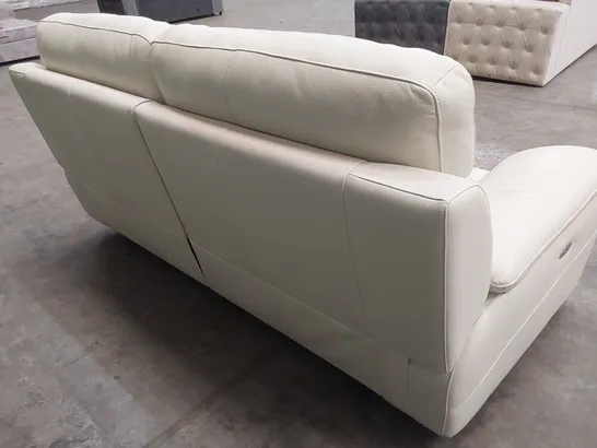 QUALITY DESIGNER ITALIAN MADE PATRIZIO 3 SEATER ELECTRIC RECLINING SOFA IN WHITE LEATHER