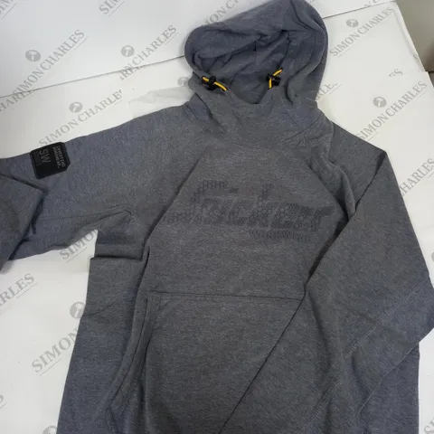 SNICKERS WORKWEAR LOGO HOODIE - GREY/BLUE - MEDIUM 