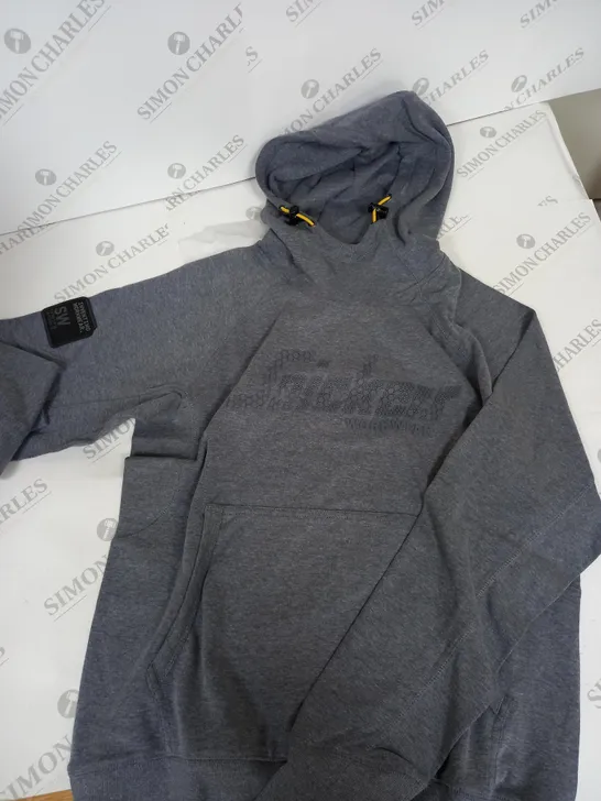 SNICKERS WORKWEAR LOGO HOODIE - GREY/BLUE - MEDIUM 