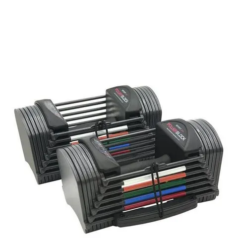 BOXED POWERBLOCK SPORT 90 EXP STAGE 1 ADJUSTABLE DUMBELLS 5-50LBS (2 BOXES)