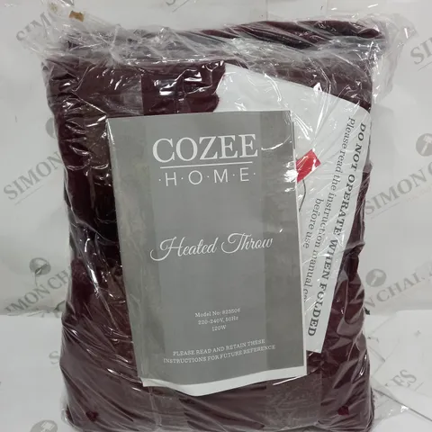 BOXED COZEE HOME HEATED THROW IN SHIRAZ WINE 