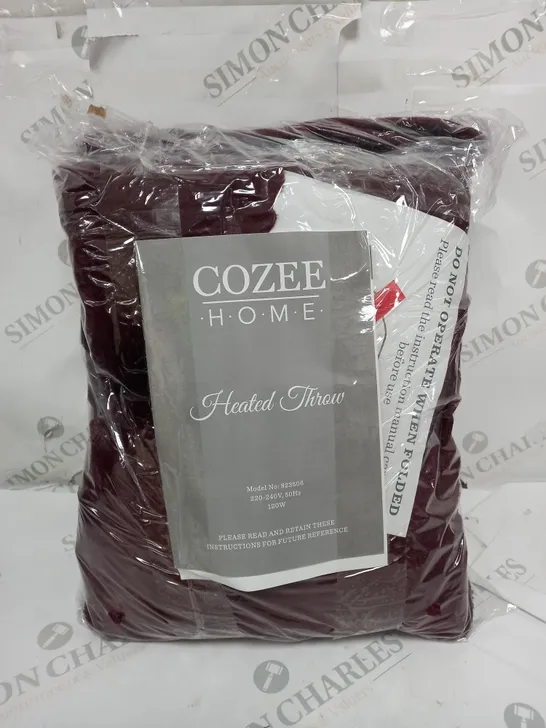 BOXED COZEE HOME HEATED THROW IN SHIRAZ WINE 