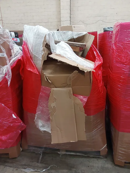 PALLET OF ASSORTED HOUSEHOLD ITEMS AND CONSUMER PRODUCTS TO INCLUDE; SCOOTER, BATH MAT, MASSAGER, BOXED FURNITURE ETC 