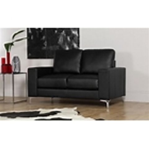 BOXED DESIGNER BALTIMORE FAUX LEATHER FIXED 2 SEATER SOFA 
