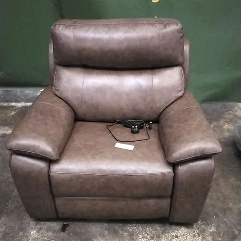 QUALITY ITALIAN DESIGNER IMPERIA POWER RECLINER ARMCHAIR IN CHOCOLATE LEATHER