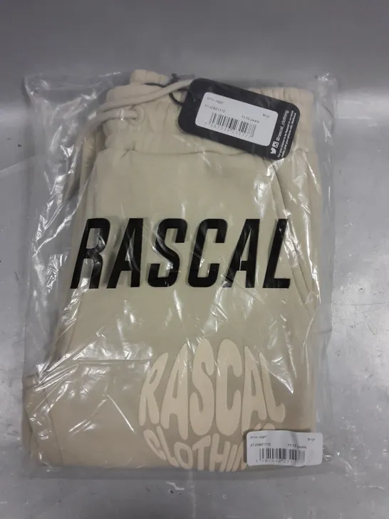 RASCAL CLOTHING CHILDRENS STRIKE JOGGERS IN BEIGE - 11-12YRS 