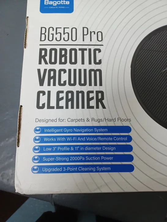 BOXED BAGOTTA BG550 PRO ROBOTIC VACUUM CLEANER 