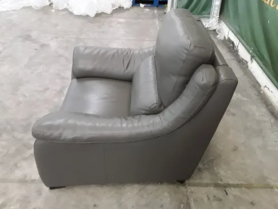 QUALITY ITALIAN DESIGNER DEGANO ELECTRIC RECLINER CHAIR WITH SMALL ARMS - GREY ANTHRACITE LEATHER