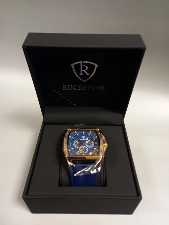 MEN’S RUCKSTUHL R300 CHRONOGRAPH WATCH – BLUE MULTI FUNCTION DIAL – 3ATM WATER RESISTANT – GENUINE LEATHER STRAP