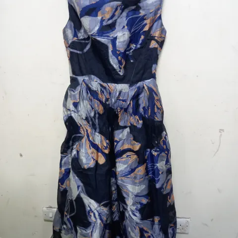 COAST PREMIUM JACQUARD MIDI DRESS IN BLUE - SIZE 12