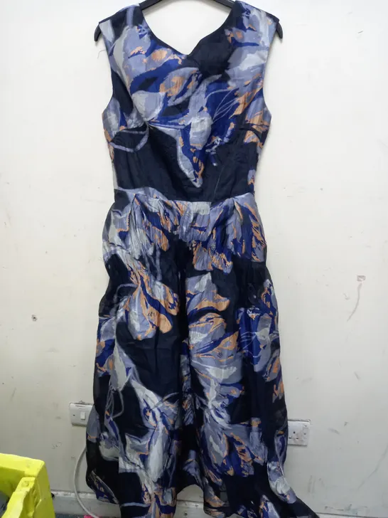 COAST PREMIUM JACQUARD MIDI DRESS IN BLUE - SIZE 12