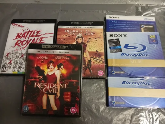 LOT OF APPROXIMATELY 20 ASSORTED MEDIA ITEMS TO INCLUDE SCARFACE, BATTLE ROYALE AND RESIDENT EVIL