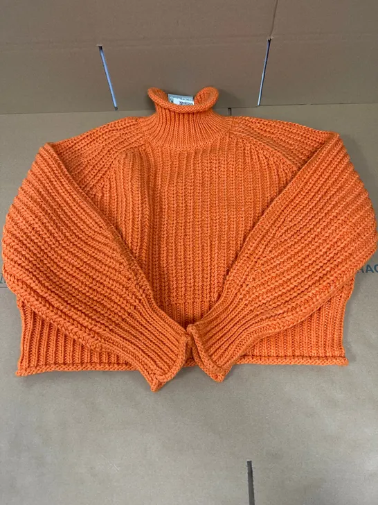 H&M CHUNKY KNIT OVERHEAD SWEATSHIRT IN ORANGE SIZE LARGE 