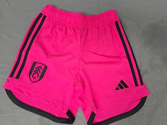 ADIDAS FULLHAM FOOTBALL CLUB SHORTS IN PINK SIZE 9-10Y