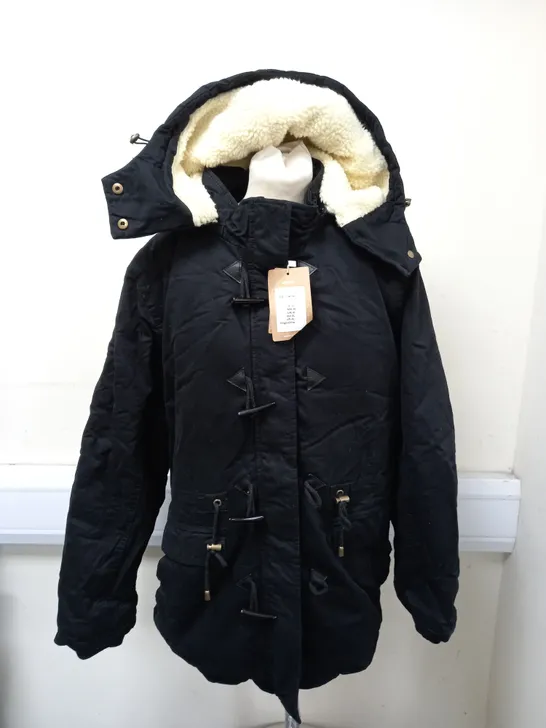 WANTDO WOMEN'S WINDPROOF WARM COAT WINTER CASUAL FLEECE COAT SLIM FIT BLACK XL