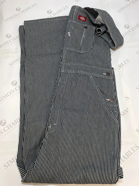 DICKIES STRIPED LOGO DUNGAREES IN BLACK/WHITE SIZE 32/32