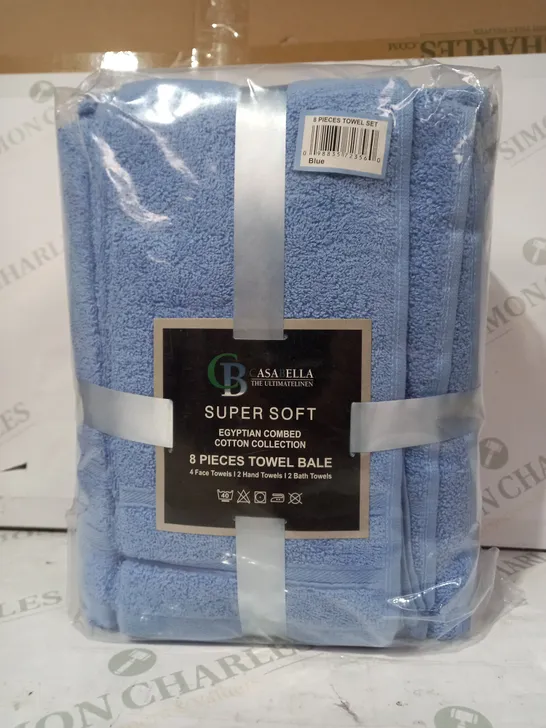 CASABELLA SUPER SOFT EGYPTIAN COMBED COTTON COLLECTION 8 PIECE TOWEL BALE IN BLUE