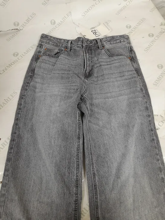 STRADIVARIUS STRAIGHT WIDE WASHED GREY - UK 12 