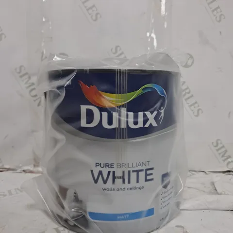 DULUX PURE BRILLIANT WHITE MATT EMULSION PAINT, 2.5L - COLLECTION ONLY 