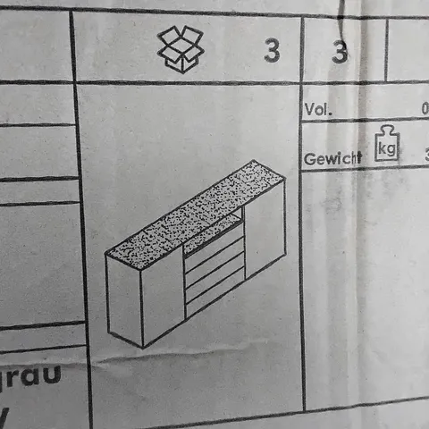 BOXED DARWIN SIDEBOARD MATT WHITE/GREY (1 BOX OF 3)