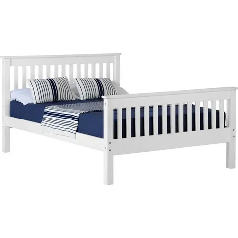 BOXED MONACO 4FT HIGH END BED WHITE - SMALL DOUBLE (WHITE )