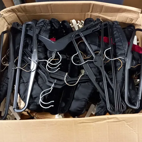 BOX OF ASSORTED CLOTHES HANGERS