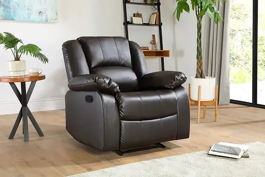 BOXED DESIGNER DAKOTA MANUAL RECLINING ARMCHAIR BROWN LEATHER 